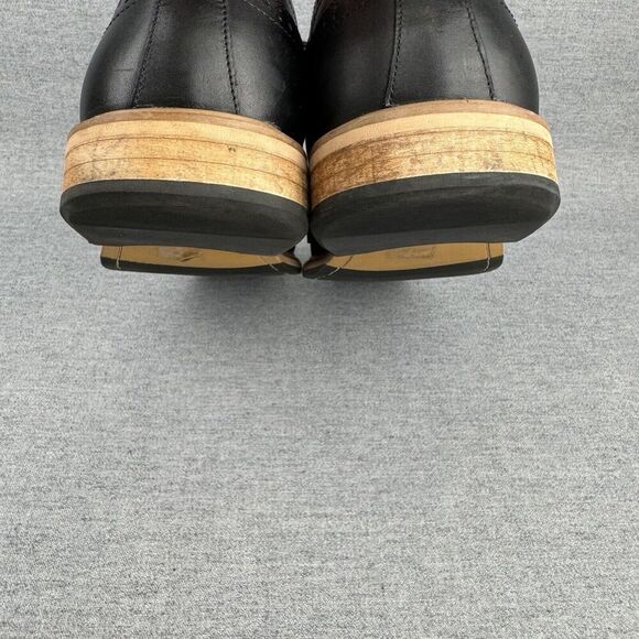 Fairlane Shoes Mens 13 Black Oxfords Leather Wingtip Classic‎ Office Preppy - Picture 6 of 16